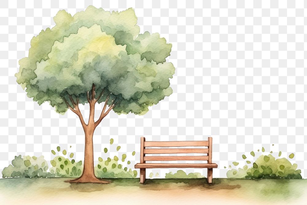 PNG Bench in the middle of a garden furniture plant tree