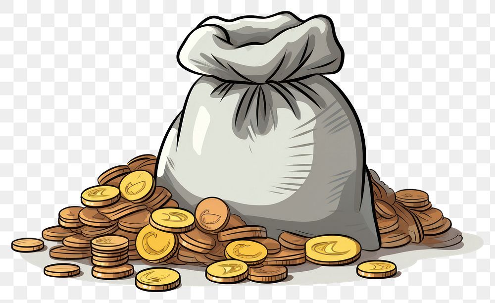 PNG  Bag of coins money sack investment. AI generated Image by rawpixel.