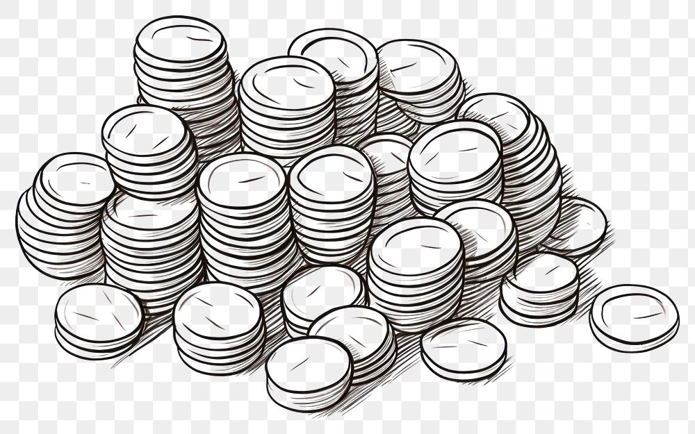 PNG  Coins arrangement illustrated investment. AI generated Image by rawpixel.