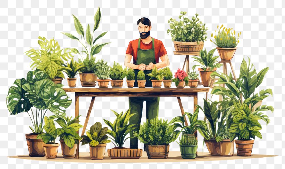 PNG  Houseplants seller houseplant gardening nature. AI generated Image by rawpixel.