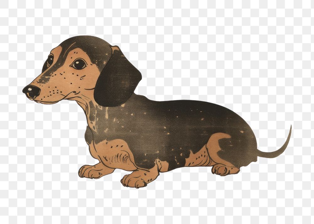 PNG Dachshund drawing animal mammal. AI generated Image by rawpixel.