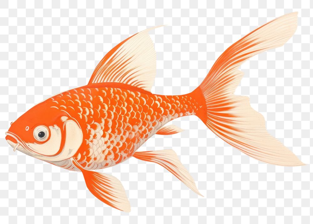 PNG Goldfish drawing animal wildlife. AI generated Image by rawpixel.