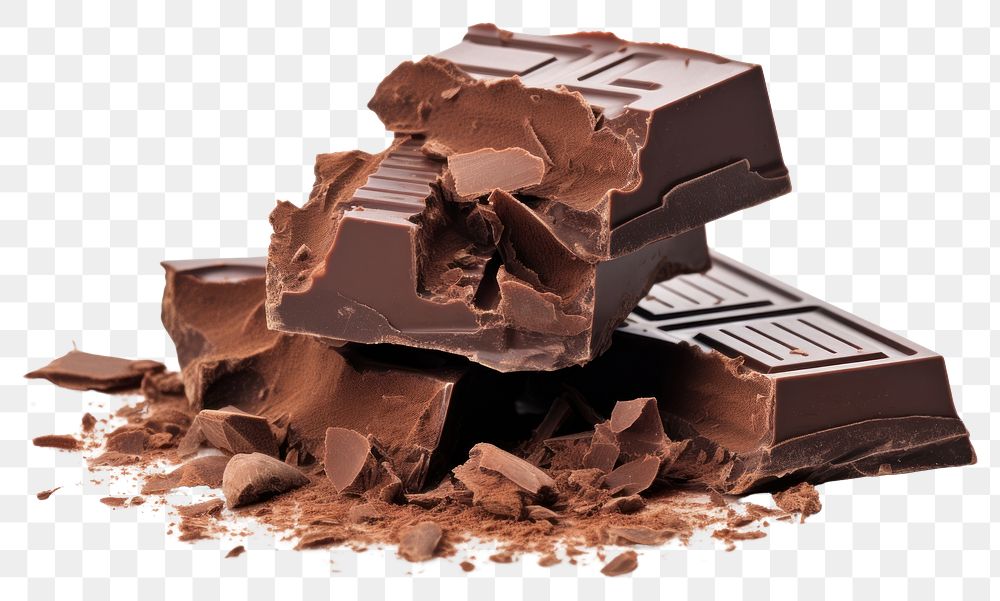 PNG Broken chocolate bar dessert food white background. AI generated Image by rawpixel.