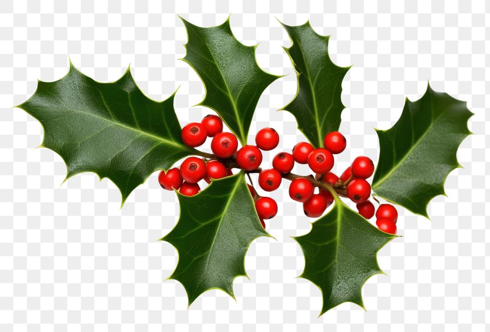 PNG Cute holly leaves and berries decoration christmas plant. AI generated Image by rawpixel.