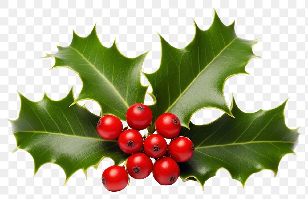 PNG Cute holly leaves and berries decoration christmas plant. AI generated Image by rawpixel.