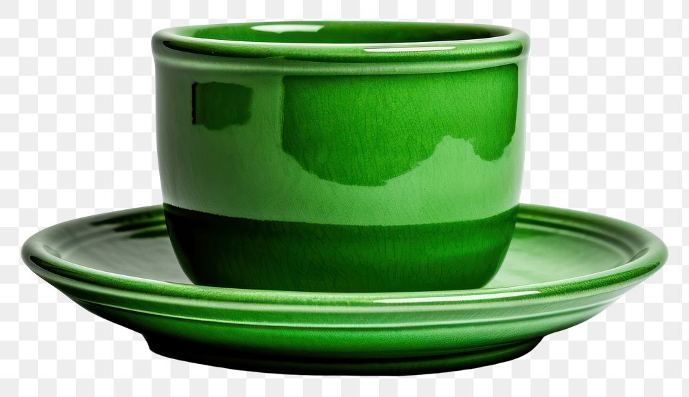 PNG  Single green pot with saucer plate cup mug. AI generated Image by rawpixel.
