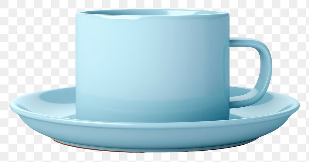 PNG  Single light blue pot with saucer coffee cup mug. AI generated Image by rawpixel.