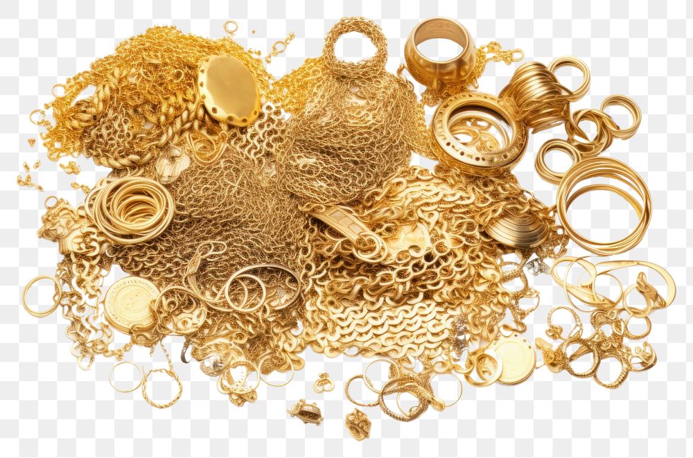 PNG Pile of gold objects backgrounds jewelry chain. AI generated Image by rawpixel.