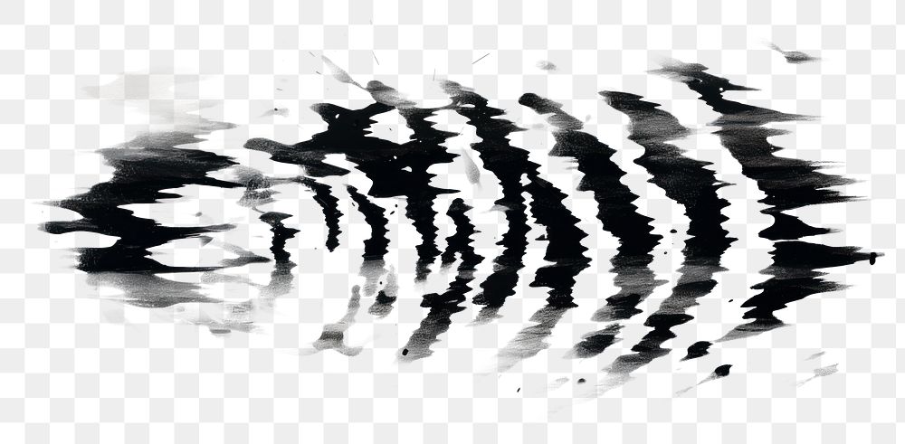 PNG Tiger line print on brush stroke white background splattered monochrome. 