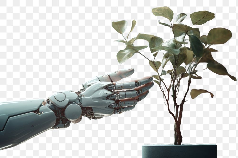 PNG Plant technology leaf hand. AI generated Image by rawpixel.