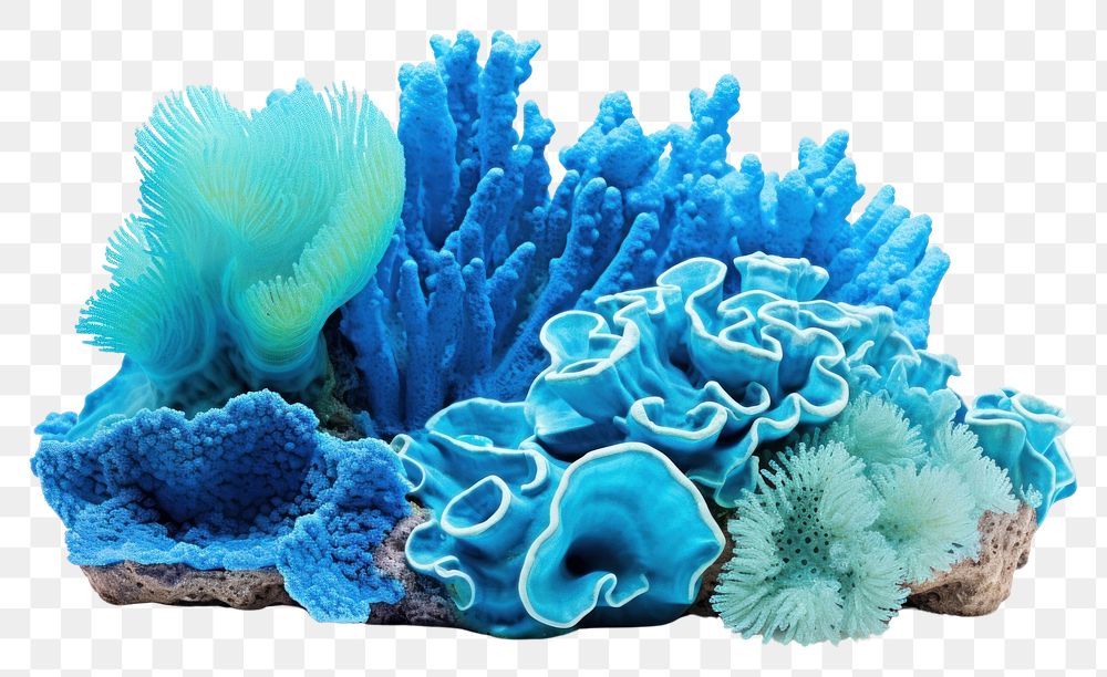 PNG Blue and turquise coral reef nature sea white background. AI generated Image by rawpixel.