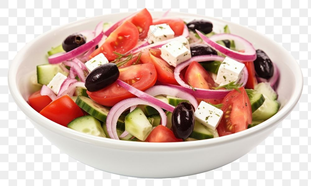 PNG Fresh greek salad plate plant food. AI generated Image by rawpixel.