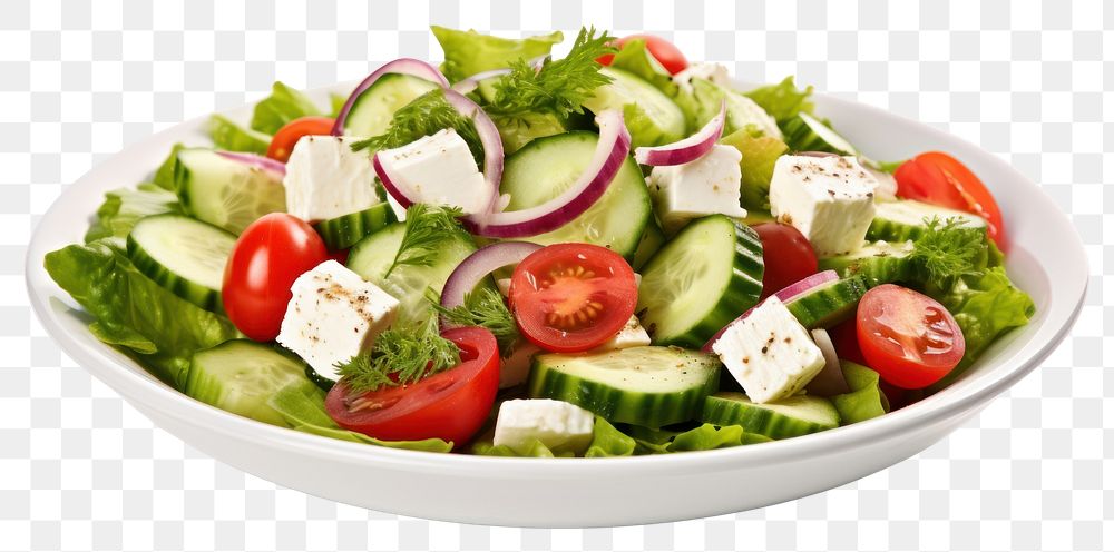 PNG Fresh greek salad plate food meal. AI generated Image by rawpixel.