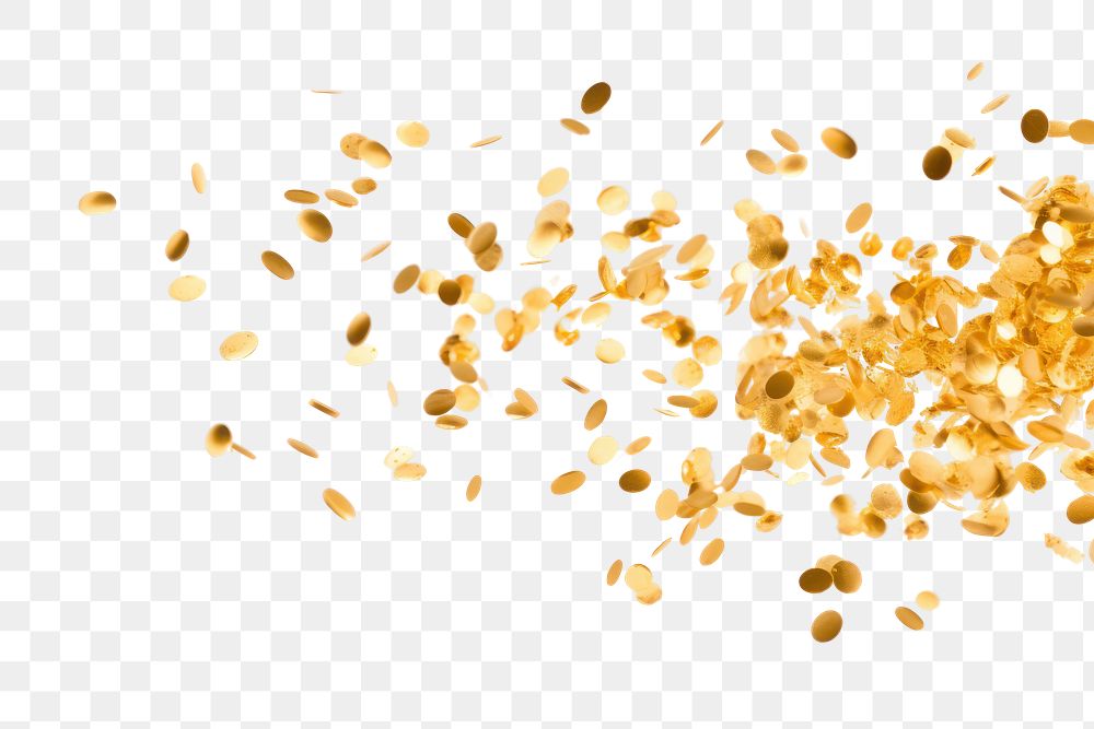 PNG  Gold confetti backgrounds white background splattered. AI generated Image by rawpixel.