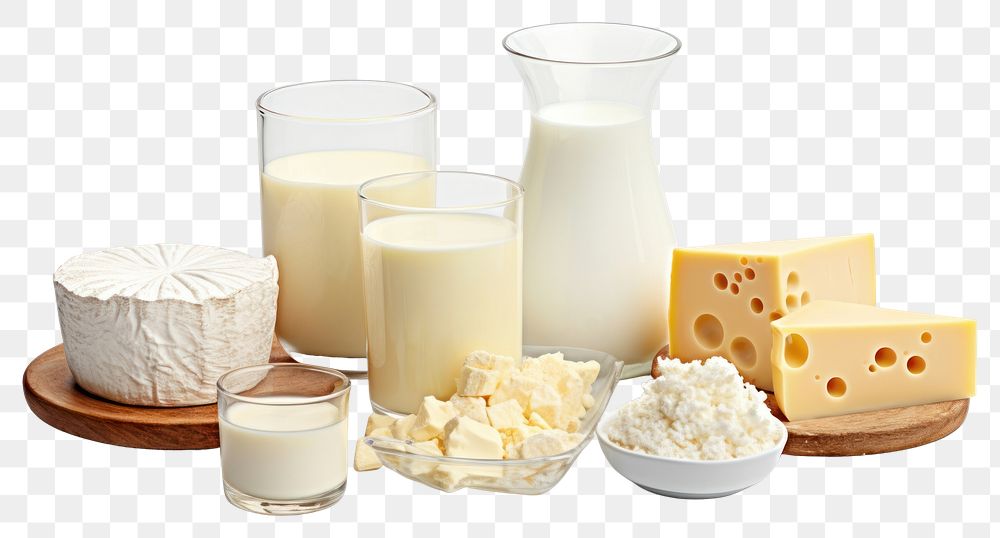 PNG Set of dairy product food milk parmigiano-reggiano. AI generated Image by rawpixel.