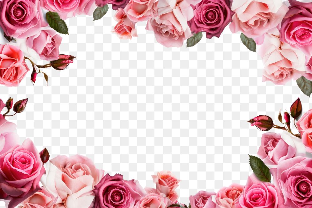 PNG Roses frame border rose backgrounds pattern. AI generated Image by rawpixel.