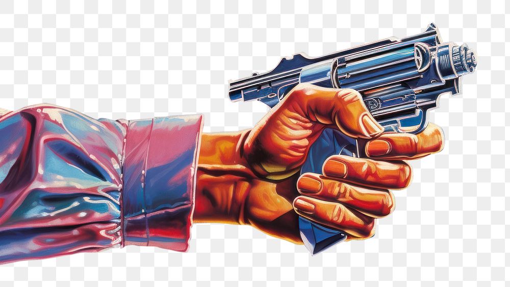 PNG Hand holding a gun handgun aggression technology. AI generated Image by rawpixel.