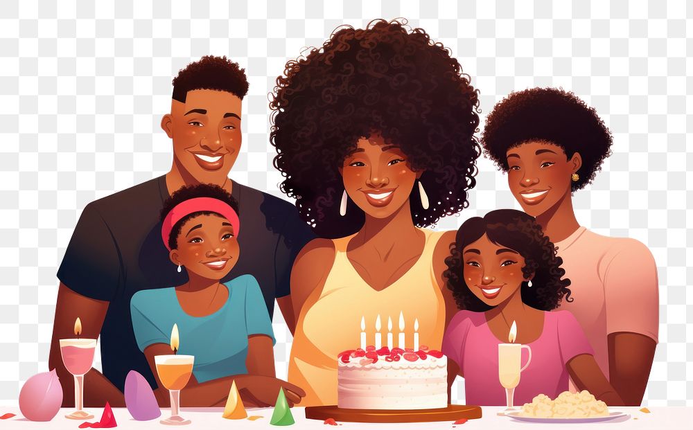 PNG Black girl birthday dessert cartoon. AI generated Image by rawpixel.