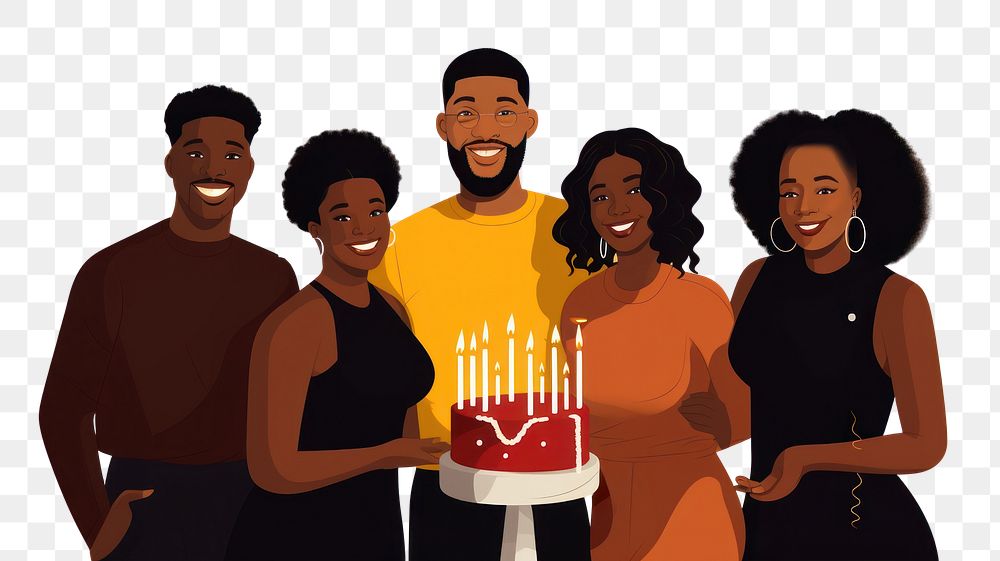 PNG Black people birthday balloon dessert. AI generated Image by rawpixel.