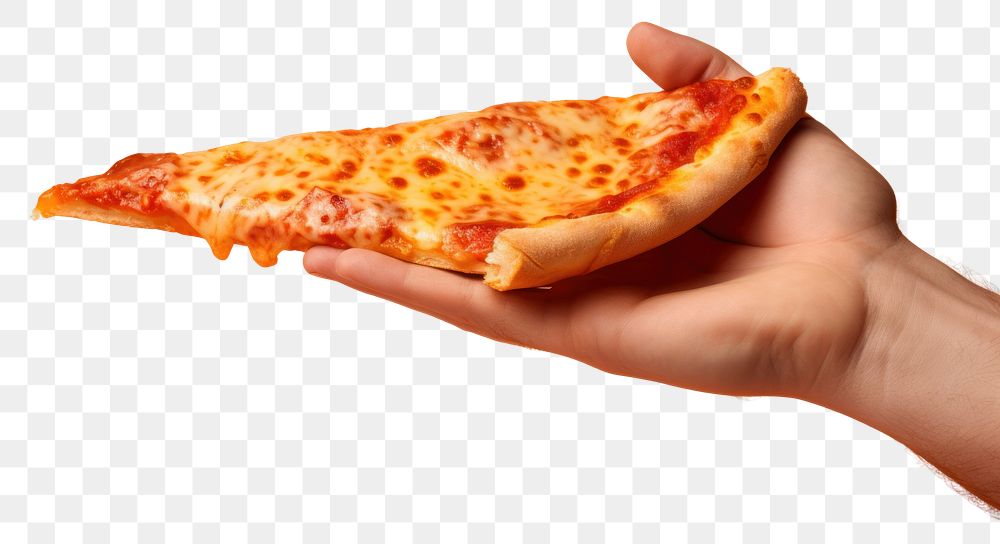 PNG  Hand holding a slice of pizza food pepperoni flatbread. AI generated Image by rawpixel.