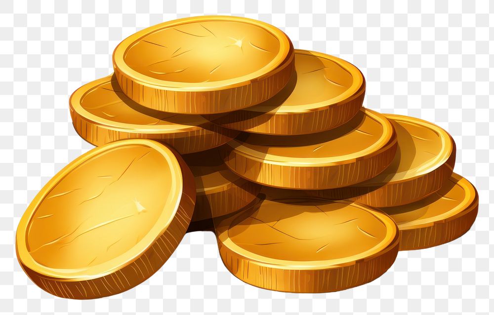 PNG Pile of coins money gold white background. AI generated Image by rawpixel.