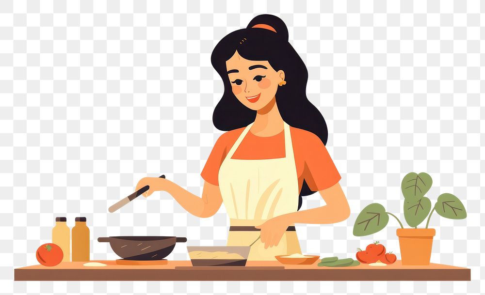 PNG Cooking cartoon female adult. 