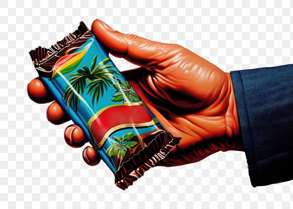 PNG Hand holding a Chocolate bar adult food black background. AI generated Image by rawpixel.