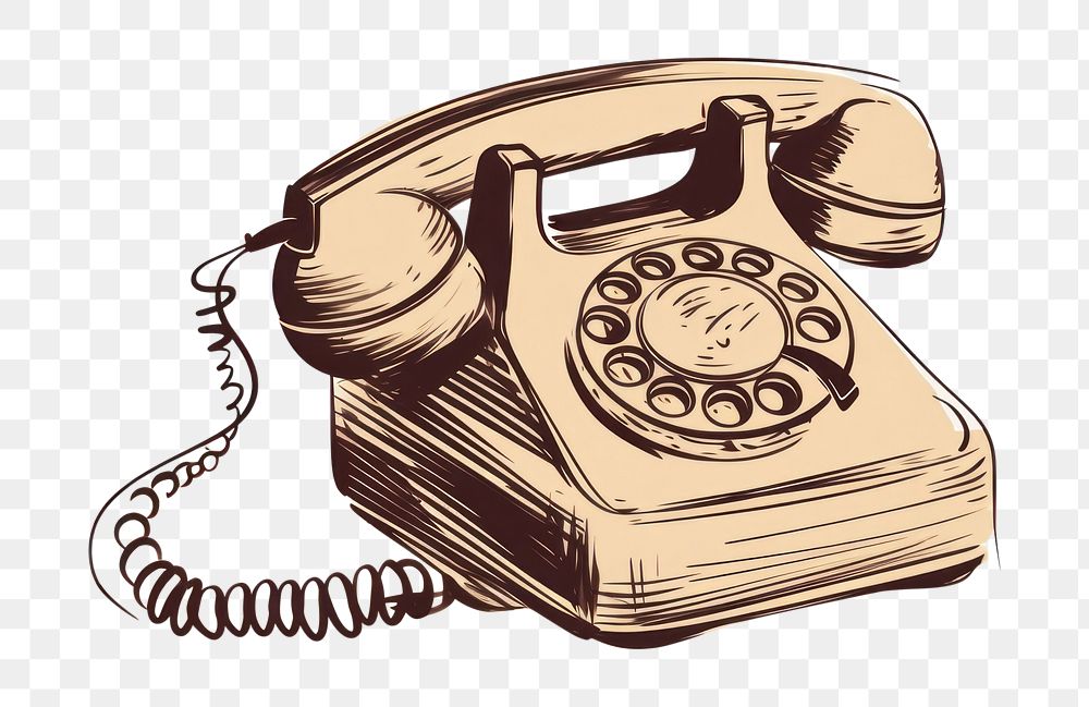 PNG Retro telephone drawing sketch white background. AI generated Image by rawpixel.