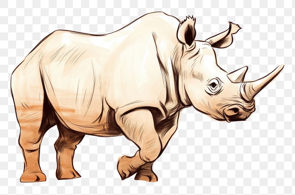 PNG Rhino drawing animal mammal. AI generated Image by rawpixel.