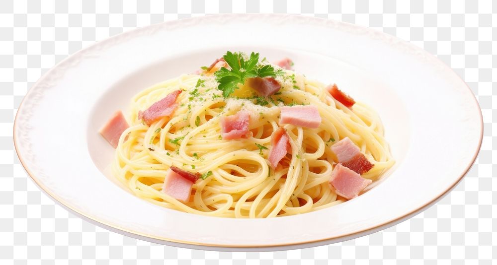 PNG Spaghetti plate carbonara pasta food. AI generated Image by rawpixel.