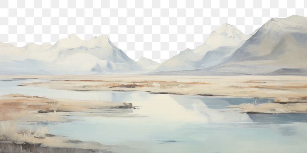PNG  Arctic landscape painting outdoors nature. AI generated Image by rawpixel.