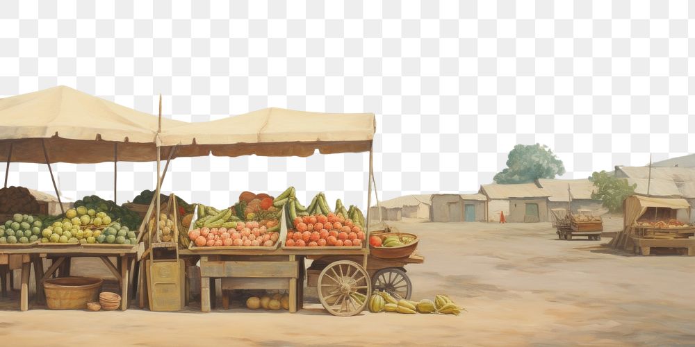 PNG  Market painting outdoors vehicle. AI generated Image by rawpixel.