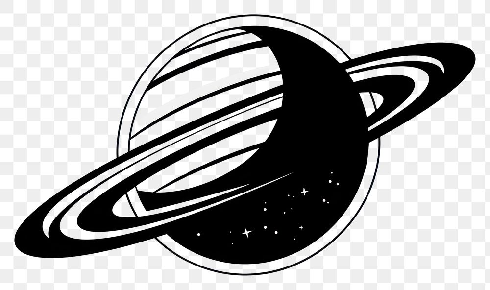 PNG Saturn space logo monochrome. AI generated Image by rawpixel.