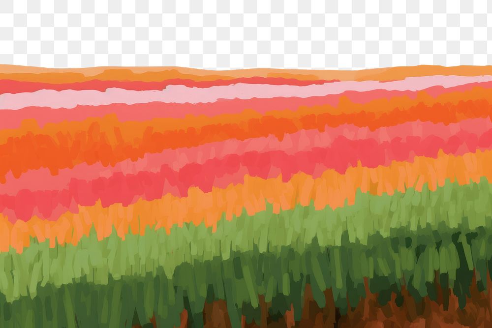 PNG Tulip field backgrounds painting outdoors. AI generated Image by rawpixel.
