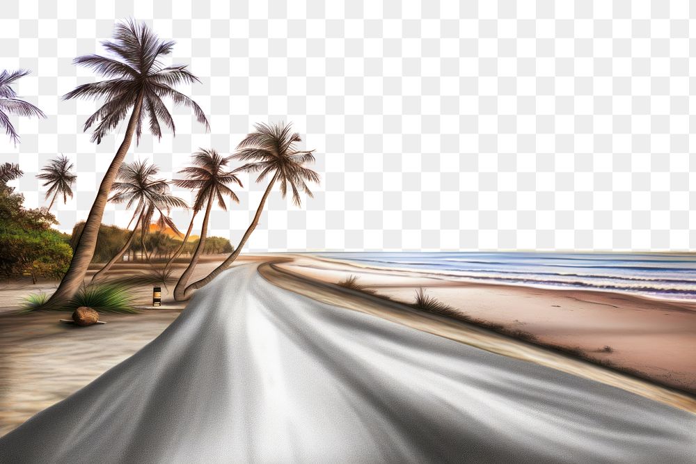 PNG  Sunset road and beach landscape outdoors horizon. AI generated Image by rawpixel.