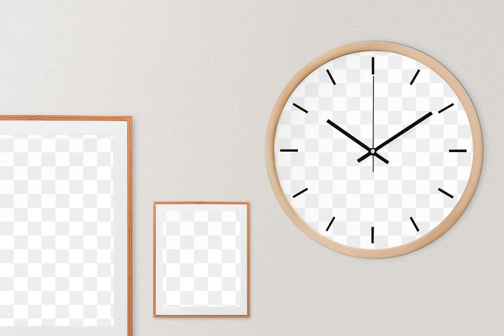 Wall clock png mockup, transparent design