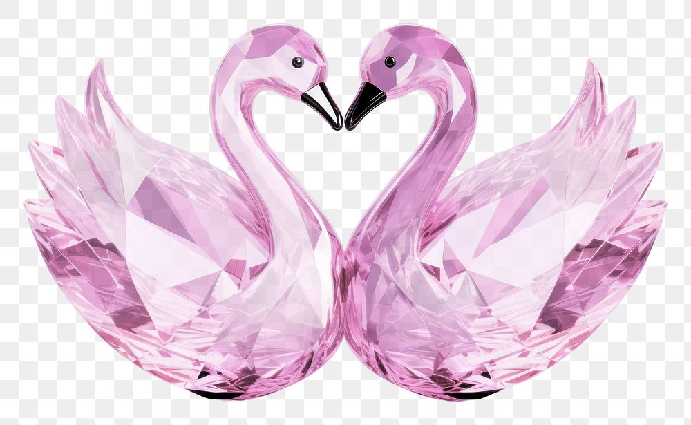 PNG Couple swan shape gemstone flamingo bird jewelry