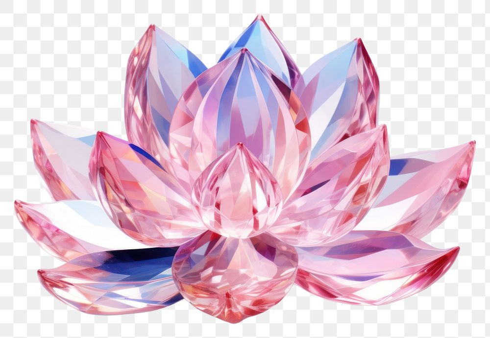 PNG Lotus flower shape gemstone crystal plant white background. AI generated Image by rawpixel.