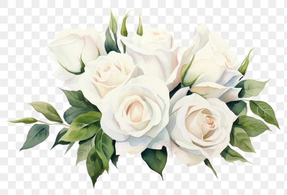 PNG  A Bouquet of white roses flower plant white background. AI generated Image by rawpixel.