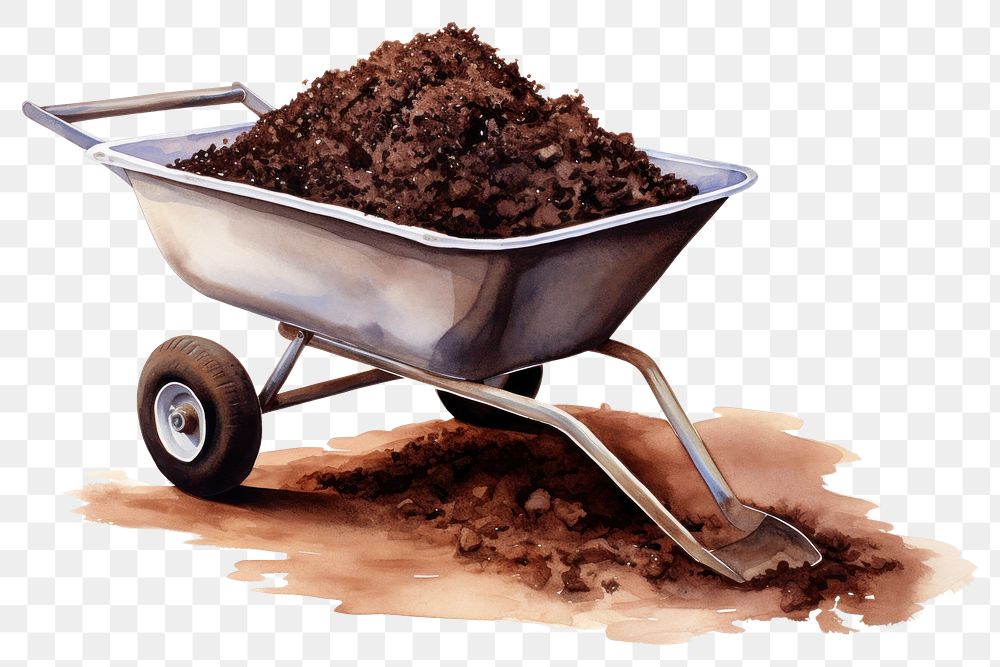 PNG A Wheelbarrow full of soil wheelbarrow vehicle transportation. AI generated Image by rawpixel.