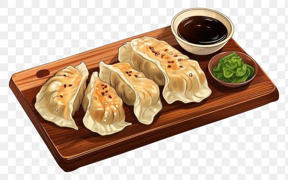 PNG Gyozas dumpling food meal. AI generated Image by rawpixel.