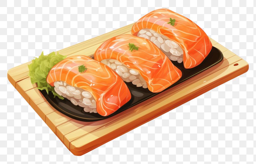 PNG Japanese salmon sushis food rice meal. AI generated Image by rawpixel.