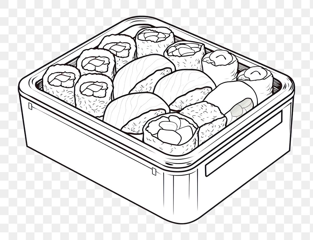 PNG Sushi container cartoon drawing. AI generated Image by rawpixel.