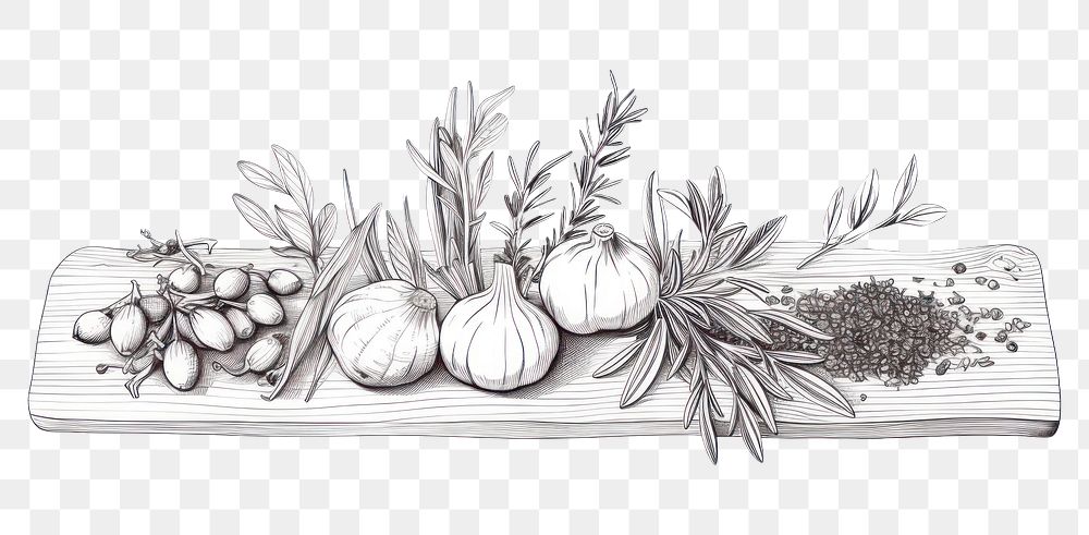PNG Herbs drawing sketch food. AI generated Image by rawpixel.