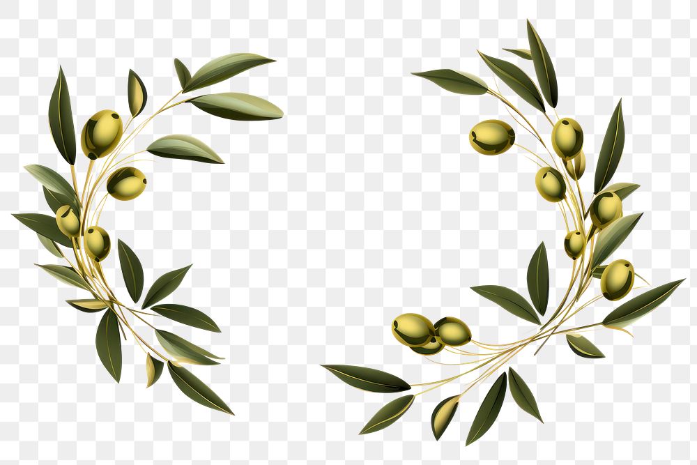 PNG Circle olive branch plant leaf white background. AI generated Image by rawpixel.