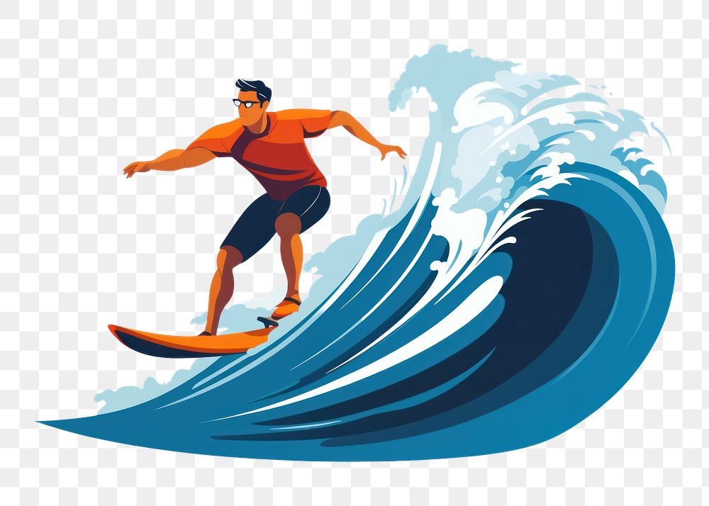 PNG Surfing cartoon sports person. AI generated Image by rawpixel.