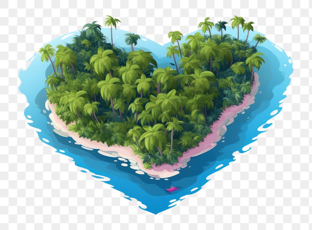 PNG A heart shape tropical island outdoors nature plant. AI generated Image by rawpixel.
