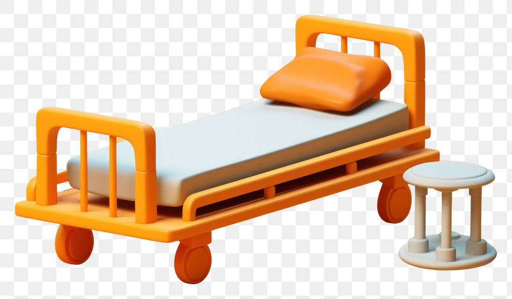PNG  Patient bed 3D furniture relaxation stretcher. AI generated Image by rawpixel.