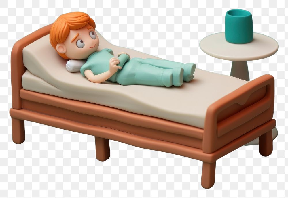 PNG  Patient bed 3D furniture baby representation. AI generated Image by rawpixel.
