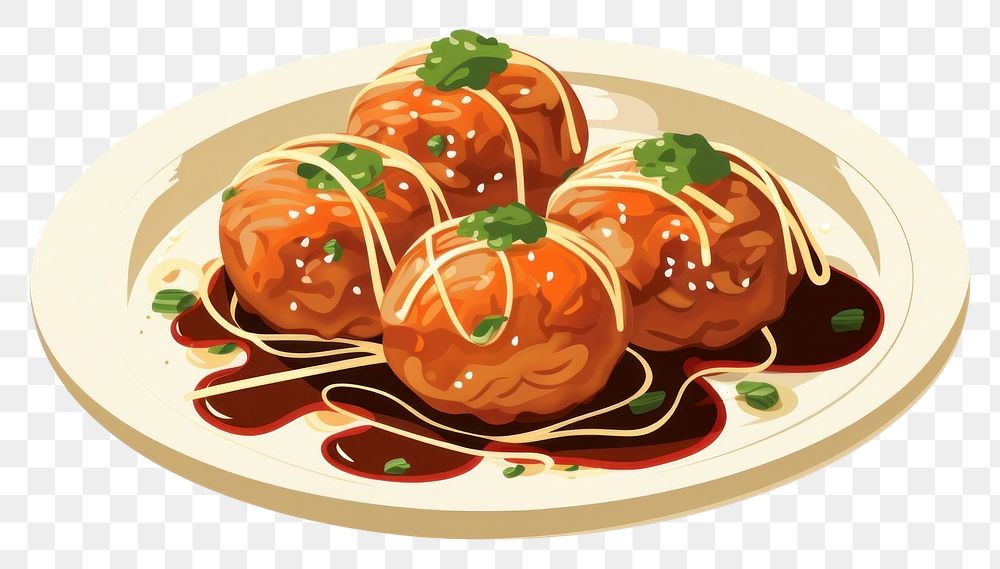 PNG  Takiyaki food meal meat. AI generated Image by rawpixel.
